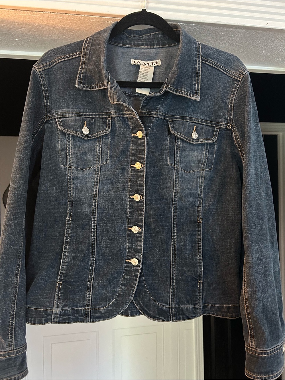 Ami Dark Blue Denim Jean Jacket with Button Front